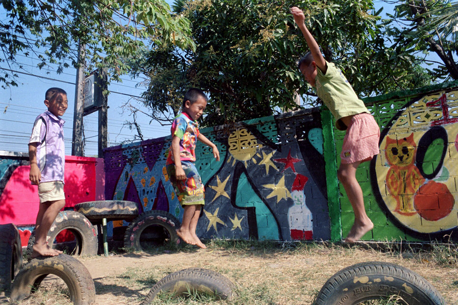 Social Action for Women (SAW) school: New Zealand-based Spinning Top gathered an international group of artists to spend a week with SAW, teaching art classes and helping the children create murals surrounding their playground.