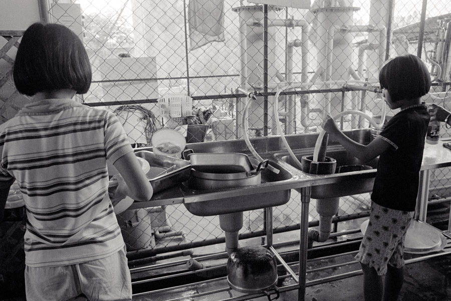 Holy Infant Orphanage: students pitch in to keep the place clean.