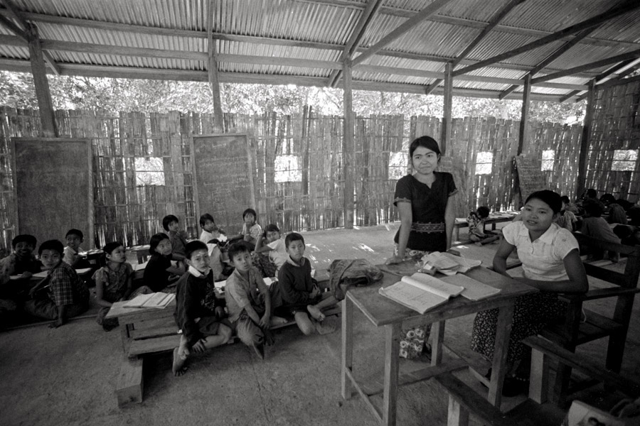 Pan Paung village, Rakhine State 2009: primary school in a Chin-minority village. The teachers are all very young, straight out of school themselves, and unable to bribe their way into a better-paying or more reputable position.