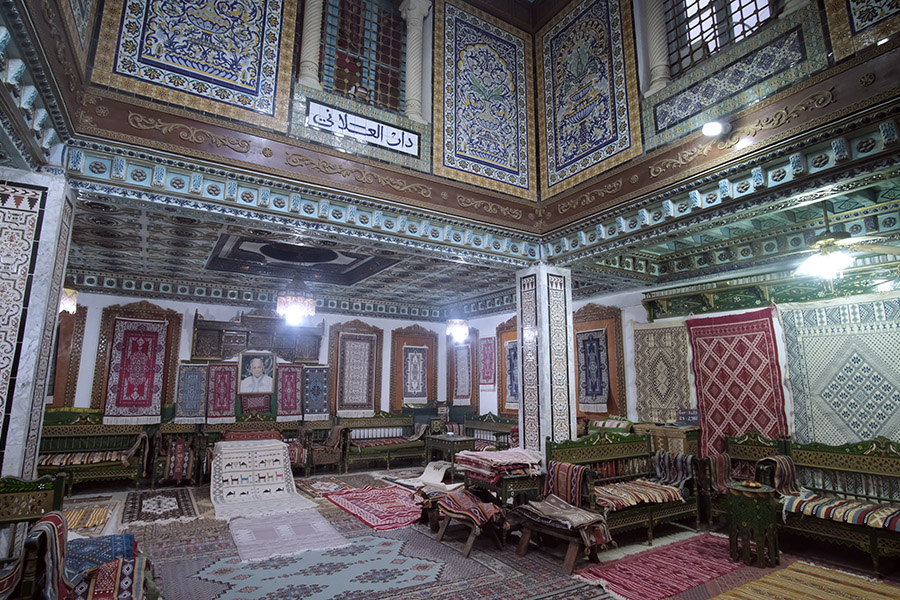 Kairouan, Morocco 2019: the stunning interiors of the former governor's residence, now a carpet shop.