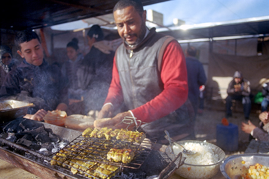 Taroudant, Morocco 2017: food vendor at the sprawling weekly market.