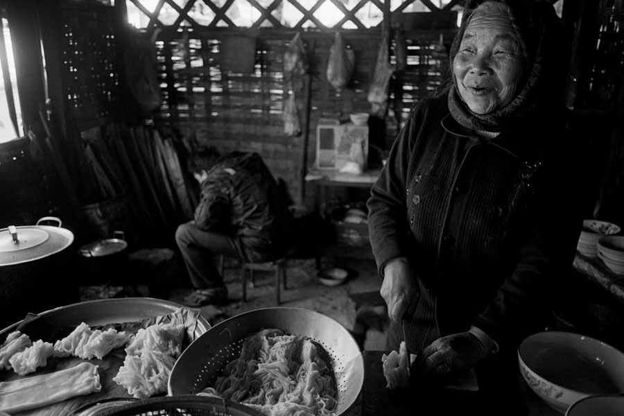 Phongsali, Laos 2011: hand-cut noodles on an incredibly cold day.